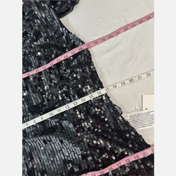 NWT $598 Mac Duggal [ 12 ] Sequined One Shoulder‎ Back Bow Detail Gown Black - Picture 4 of 15